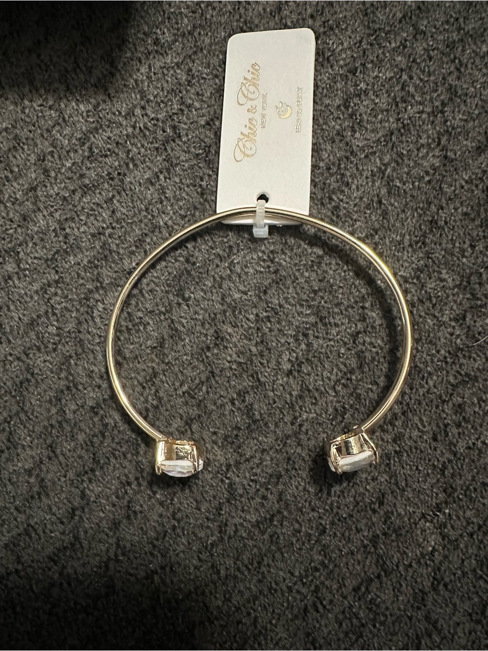 Gold Open Cuff adjustable Bracelet with Opal Stone Ends